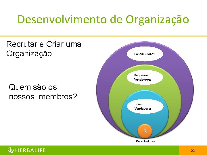 Desenvolvimento de Organização Recrutar e Criar uma Organização Consumidores Pequenos Vendedores Quem são os