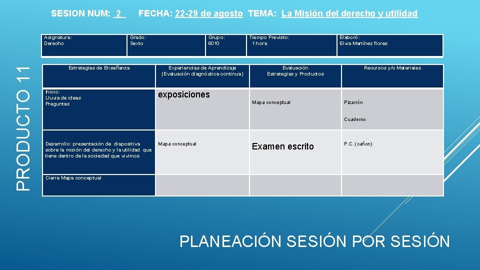  SESION NUM: 2 FECHA: 22 -29 de agosto TEMA: La Misión del derecho