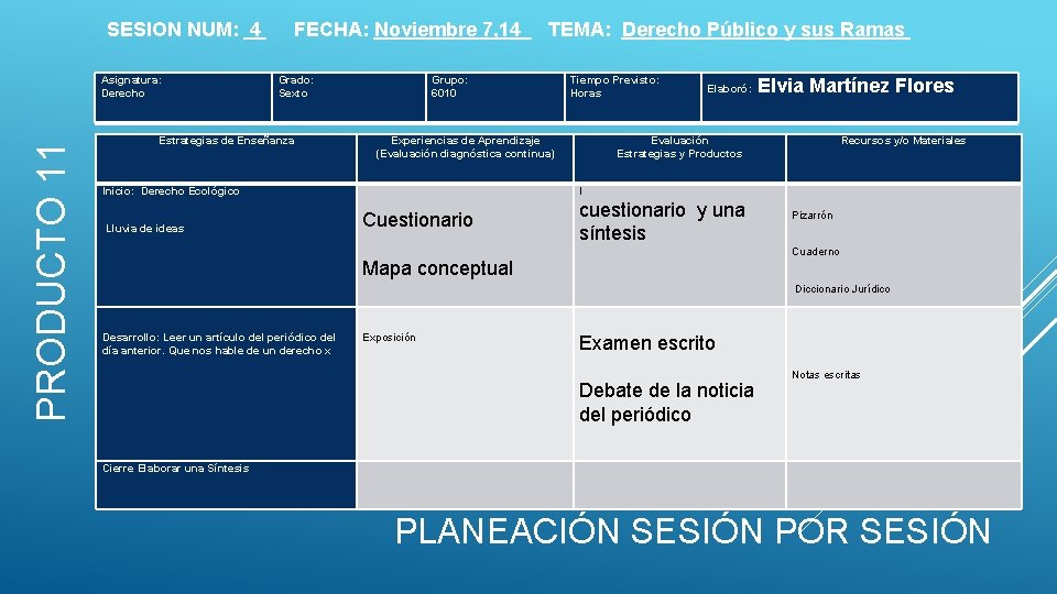  SESION NUM: 4 FECHA: Noviembre 7, 14 TEMA: Derecho Público y sus Ramas