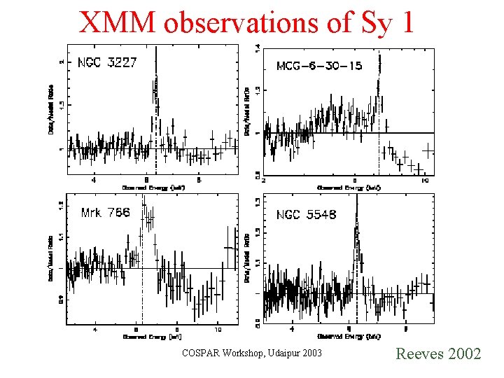 XMM observations of Sy 1 COSPAR Workshop, Udaipur 2003 Reeves 2002 