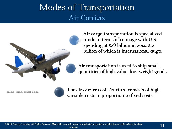 Modes of Transportation Air Carriers Air cargo transportation is specialized mode in terms of