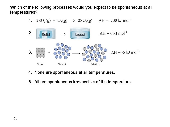 Which of the following processes would you expect to be spontaneous at all temperatures?