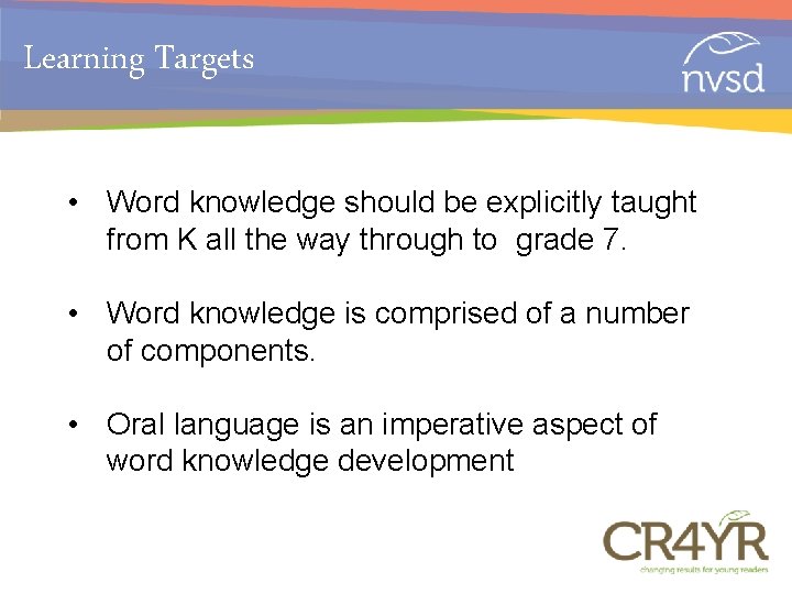 Word Knowledge Examples Word Knowledge JULIE JENNY JOHNEEN Big Idea Word