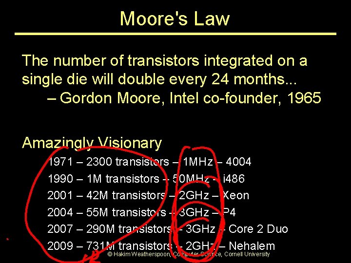 Moore's Law The number of transistors integrated on a single die will double every Moore's Law The number of transistors integrated on a single die will double every