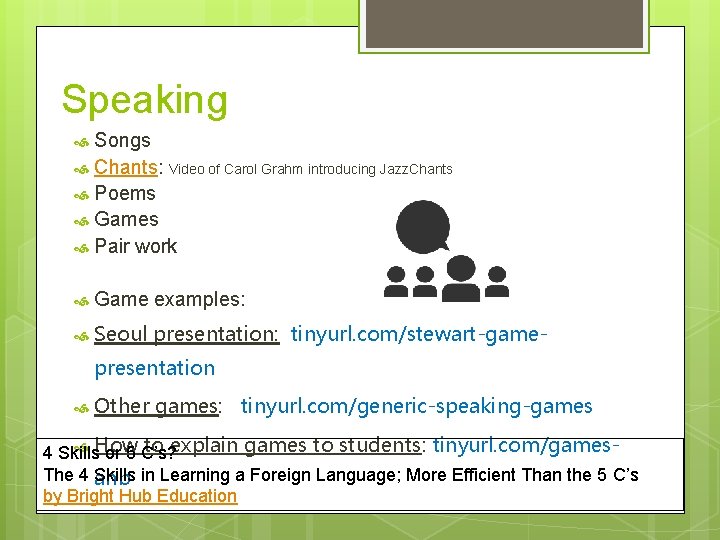 Speaking Songs Chants: Video of Carol Grahm introducing Jazz. Chants Poems Games Pair work