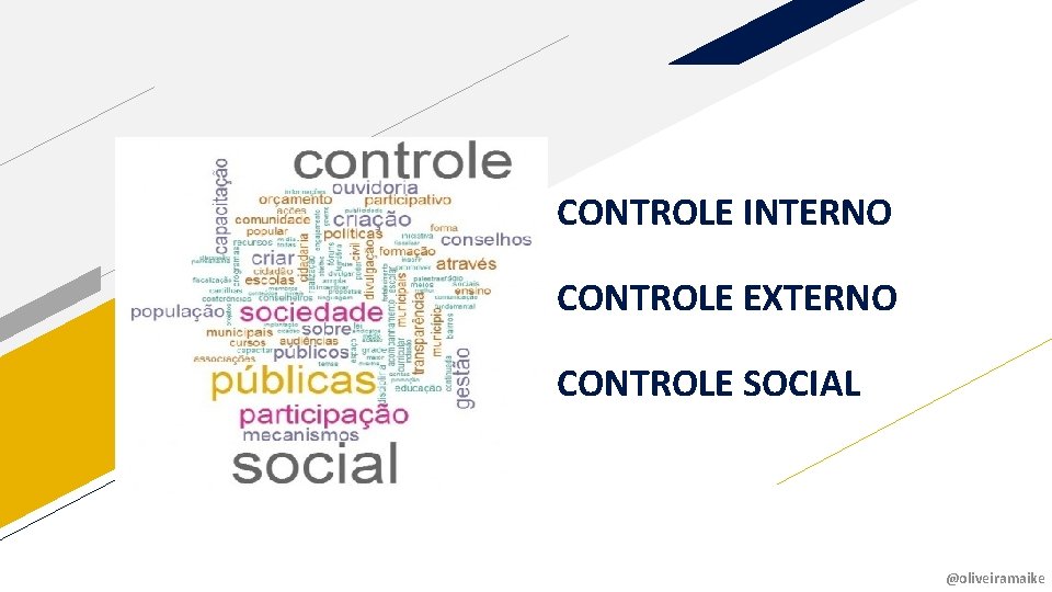 CONTROLE INTERNO CONTROLE EXTERNO CONTROLE SOCIAL @oliveiramaike 