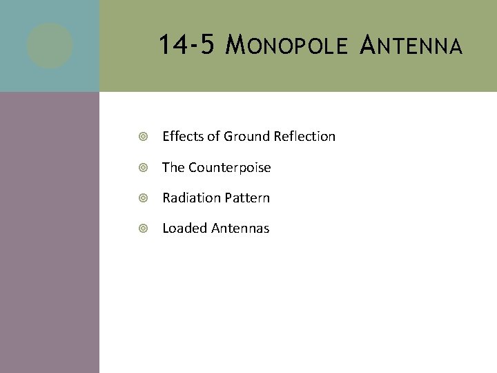 14 -5 M ONOPOLE A NTENNA Effects of Ground Reflection The Counterpoise Radiation Pattern