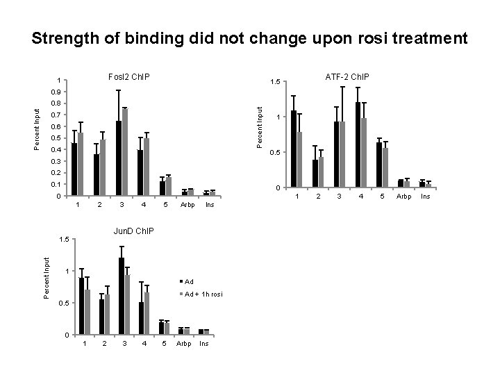 Strength of binding did not change upon rosi treatment Fosl 2 Ch. IP 1