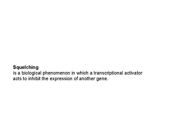 Squelching is a biological phenomenon in which a transcriptional activator acts to inhibit the