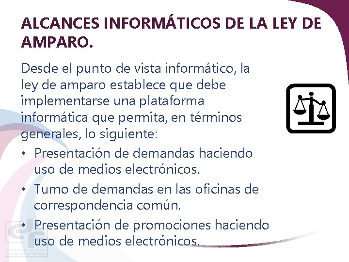 ALCANCES INFORMÁTICOS DE LA LEY DE AMPARO. Desde el punto de vista informático, la