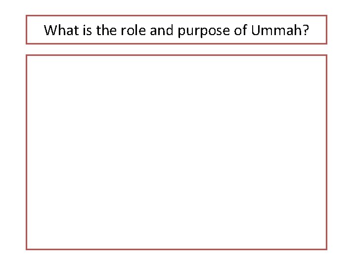 What is the role and purpose of Ummah? 