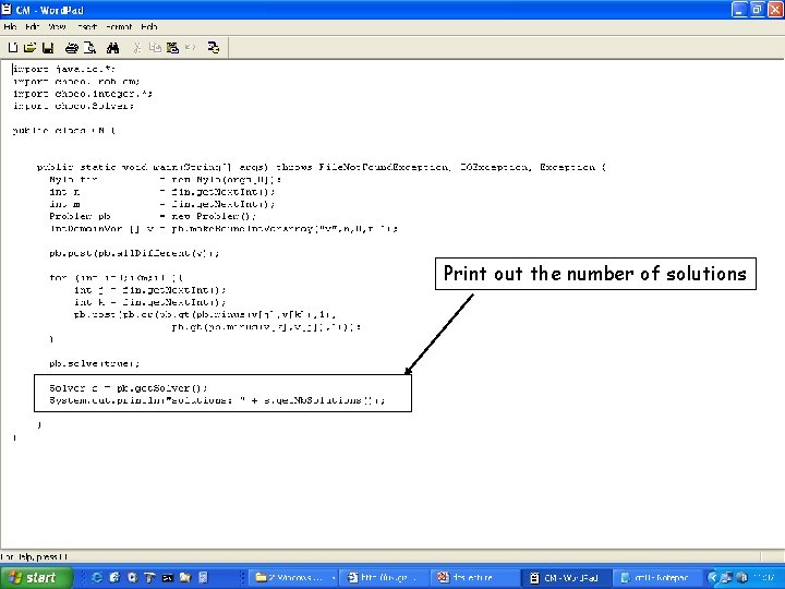 Print out the number of solutions 