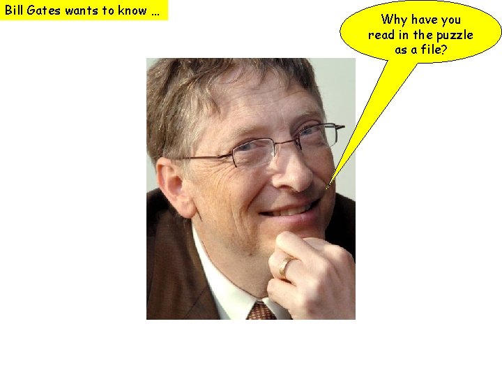 Bill Gates wants to know … Why have you read in the puzzle as