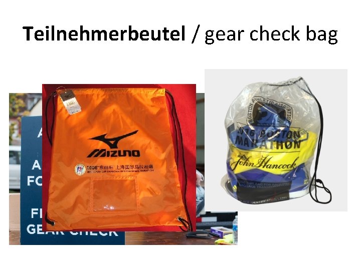 Teilnehmerbeutel / gear check bag 