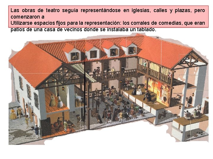 Las obras de teatro seguía representándose en iglesias, calles y plazas, pero comenzaron a