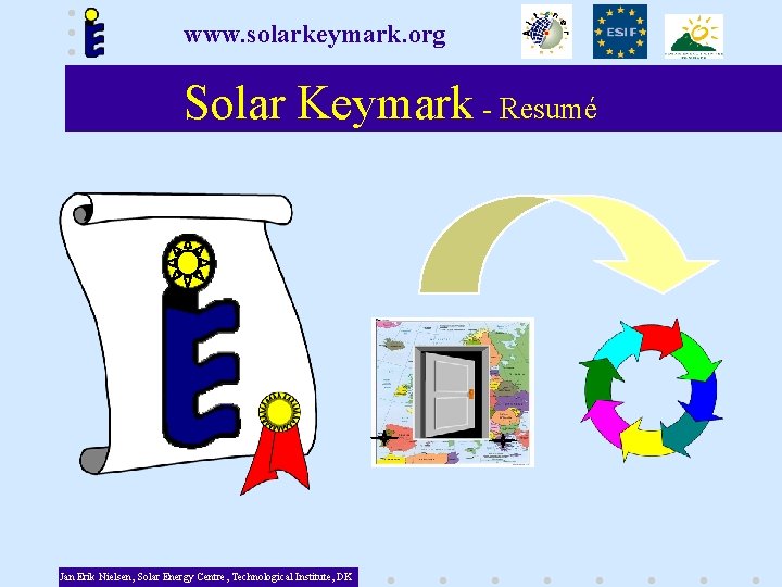 www. solarkeymark. org Solar Keymark - Resumé Jan Erik Nielsen, Solar Energy Centre, Technological