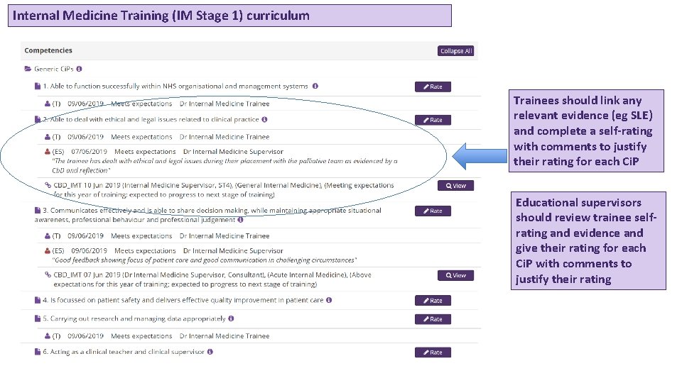 Internal Medicine Training (IM Stage 1) curriculum Trainees should link any relevant evidence (eg