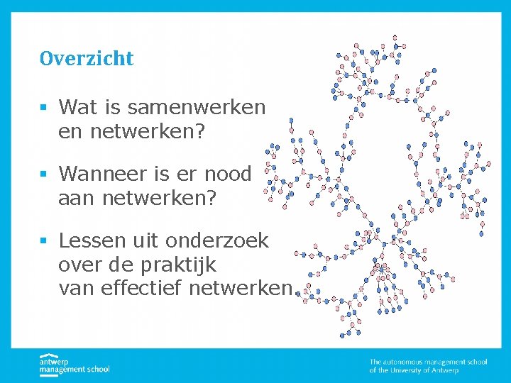 Overzicht § Wat is samenwerken en netwerken? § Wanneer is er nood aan netwerken?