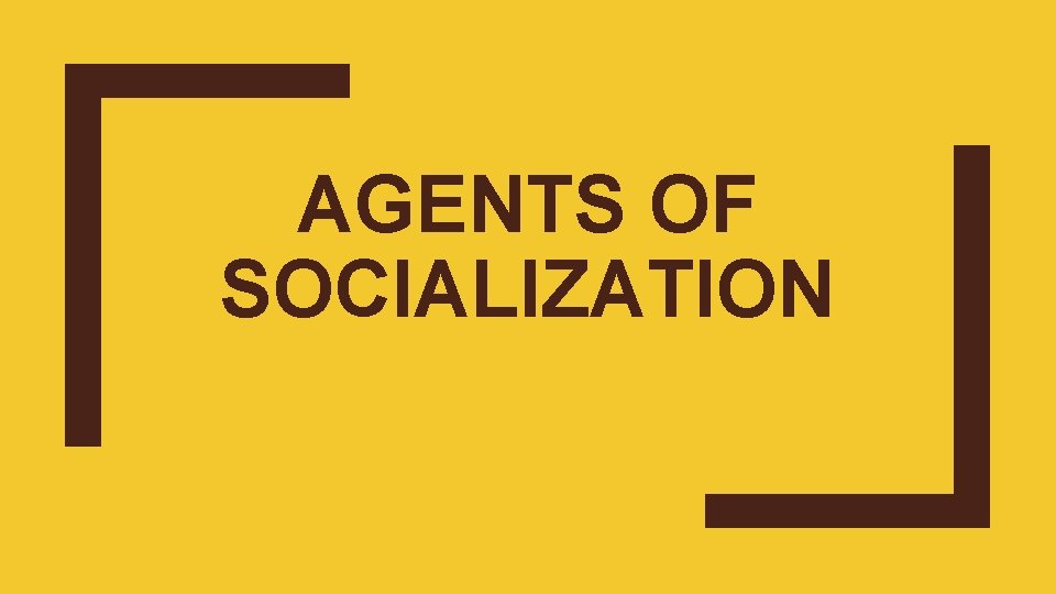 AGENTS OF SOCIALIZATION 