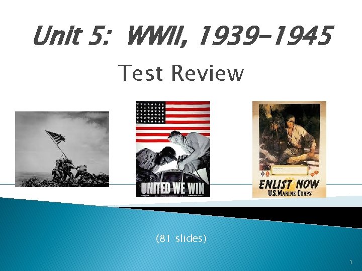 Unit 5: WWII, 1939 -1945 Test Review (81 slides) 1 