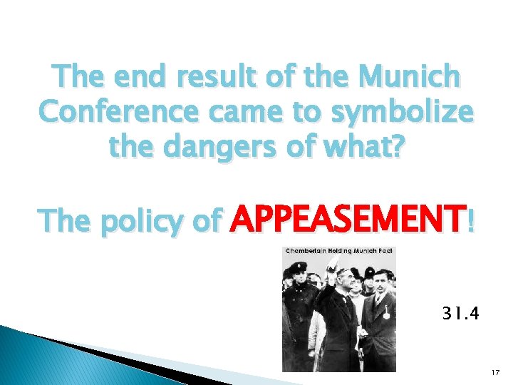 The end result of the Munich Conference came to symbolize the dangers of what?