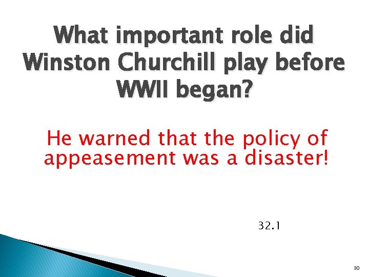 What important role did Winston Churchill play before WWII began? He warned that the