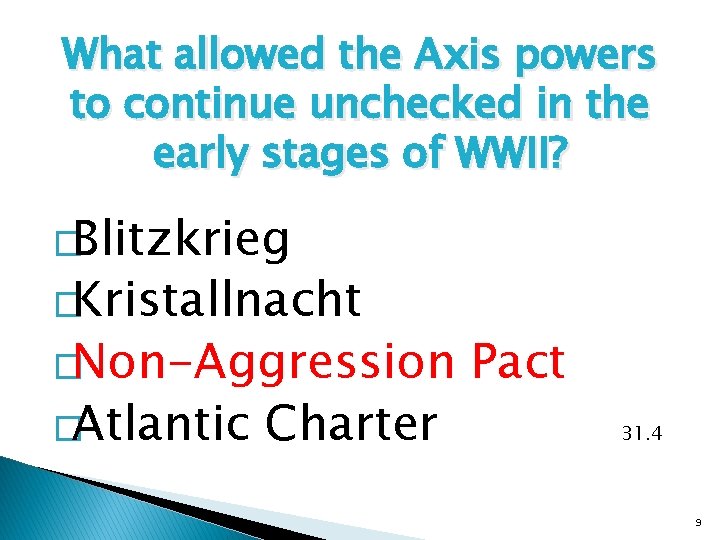 What allowed the Axis powers to continue unchecked in the early stages of WWII?