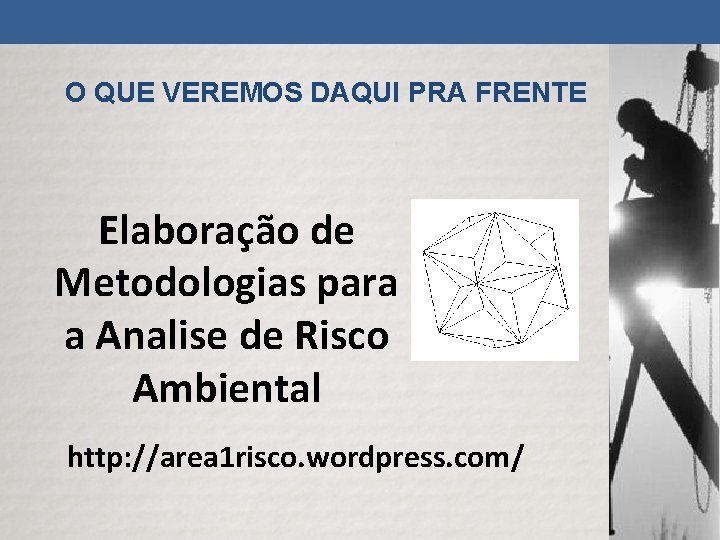 O QUE VEREMOS DAQUI PRA FRENTE Elaboração de Metodologias para a Analise de Risco