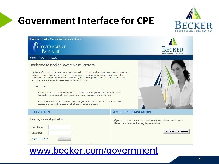 Government Interface for CPE www. becker. com/government 21 