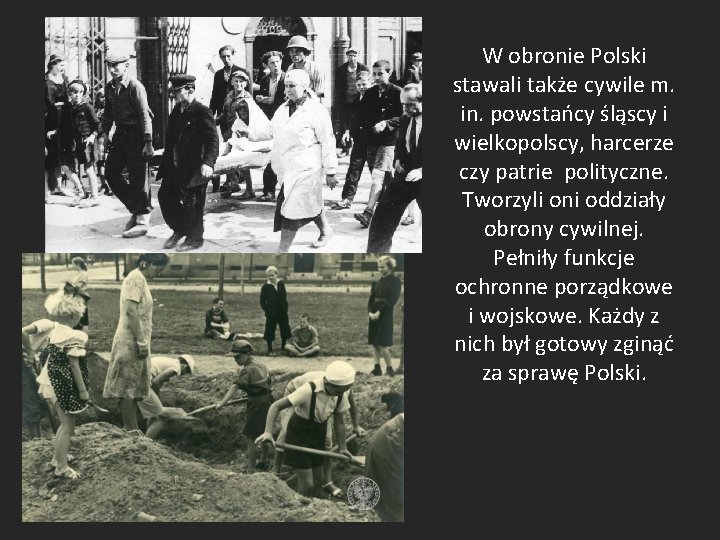 W obronie Polski stawali także cywile m. in. powstańcy śląscy i wielkopolscy, harcerze czy