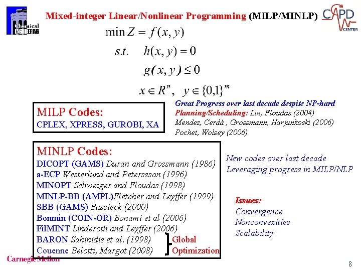 Advances in Mathematical Programming Models for Enterprisewide Optimization
