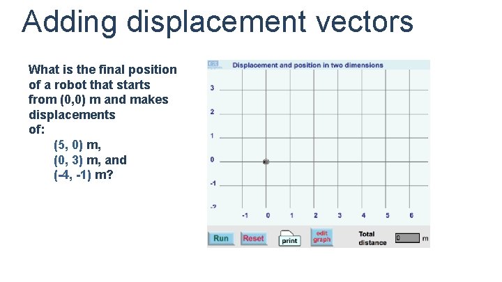 Adding displacement vectors What is the final position of a robot that starts from