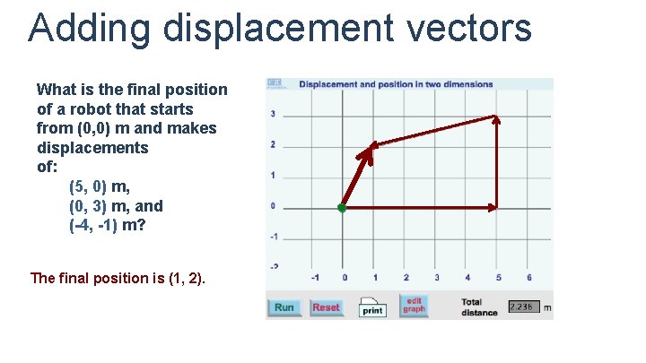 Adding displacement vectors What is the final position of a robot that starts from
