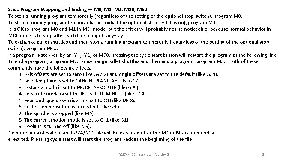 3. 6. 1 Program Stopping and Ending — M 0, M 1, M 2,