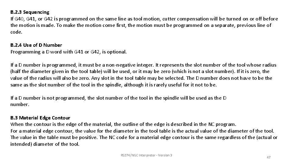 B. 2. 3 Sequencing If G 40, G 41, or G 42 is programmed