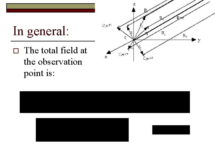 In general: o The total field at the observation point is: 