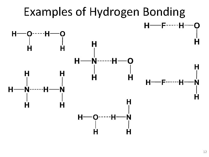 Examples of Hydrogen Bonding 12 