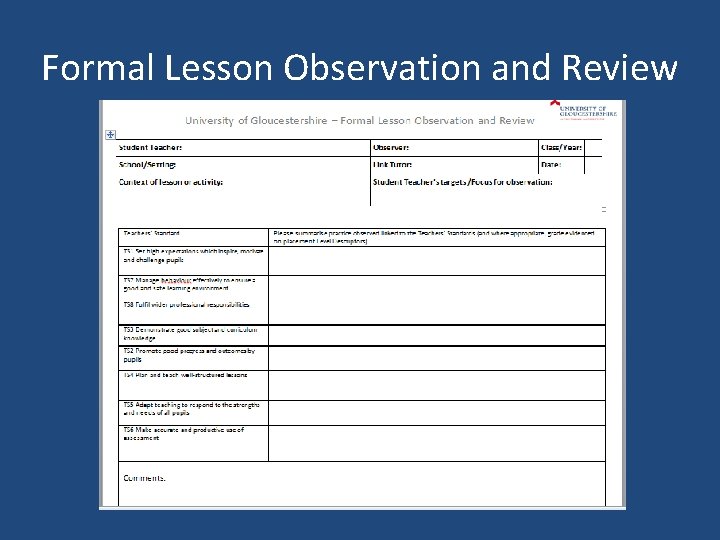 Formal Lesson Observation and Review 