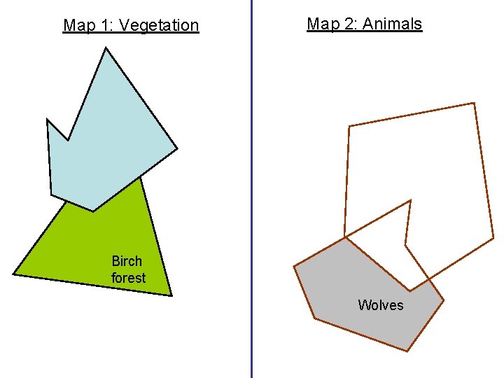 Map 1: Vegetation Map 2: Animals Birch forest Wolves 