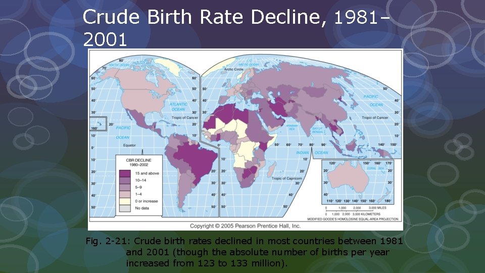 Crude Birth Rate Decline, 1981– 2001 Fig. 2 -21: Crude birth rates declined in