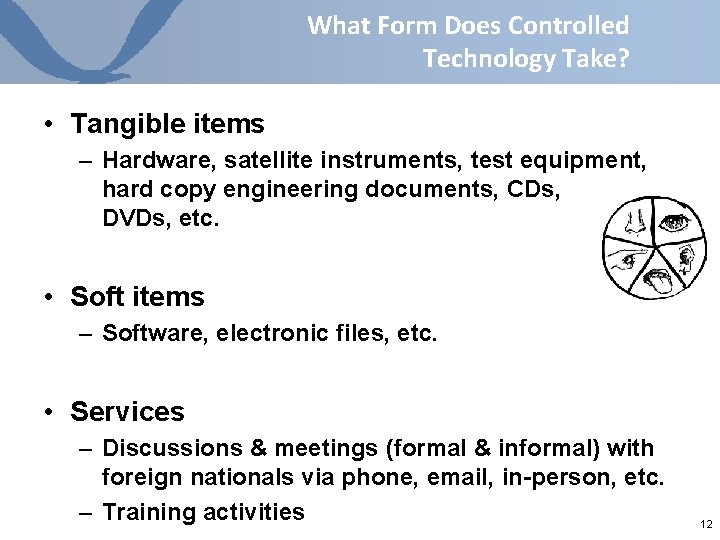What Form Does Controlled Technology Take? • Tangible items – Hardware, satellite instruments, test What Form Does Controlled Technology Take? • Tangible items – Hardware, satellite instruments, test