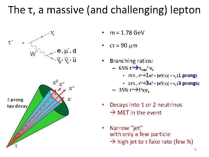 The τ, a massive (and challenging) lepton • m = 1. 78 Ge. V The τ, a massive (and challenging) lepton • m = 1. 78 Ge. V