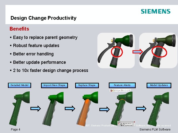 Design Change Productivity Benefits § Easy to replace parent geometry § Robust feature updates Design Change Productivity Benefits § Easy to replace parent geometry § Robust feature updates
