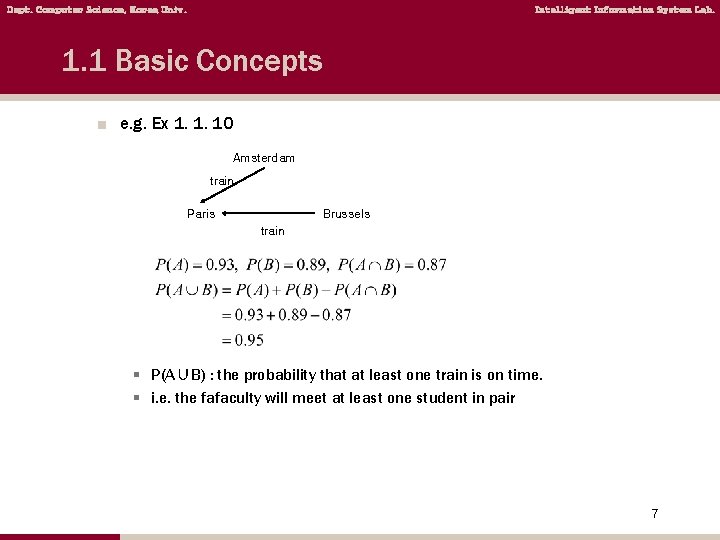 Dept. Computer Science, Korea Univ. Intelligent Information System Lab. 1. 1 Basic Concepts ■