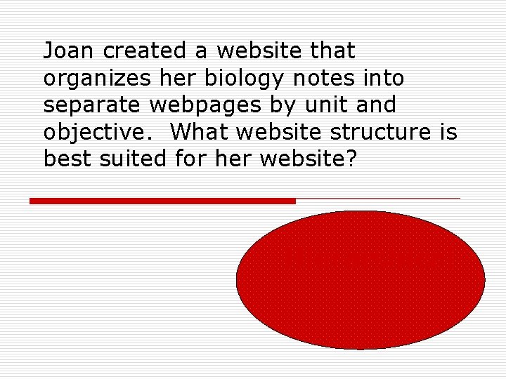 Joan created a website that organizes her biology notes into separate webpages by unit