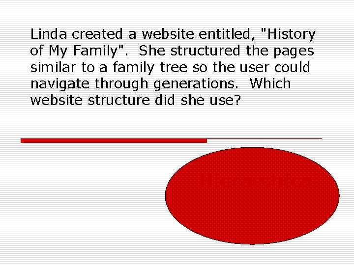 Linda created a website entitled, "History of My Family". She structured the pages similar