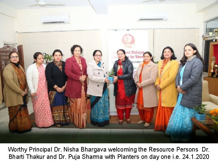 Worthy Principal Dr. Nisha Bhargava welcoming the Resource Persons Dr. Bharti Thakur and Dr.