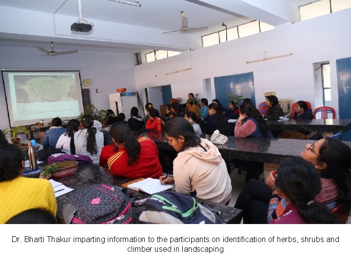 Dr. Bharti Thakur imparting information to the participants on identification of herbs, shrubs and