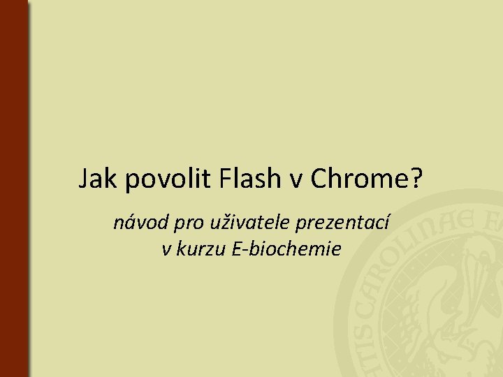 Jak povolit Flash v Chrome? návod pro uživatele prezentací v kurzu E-biochemie 