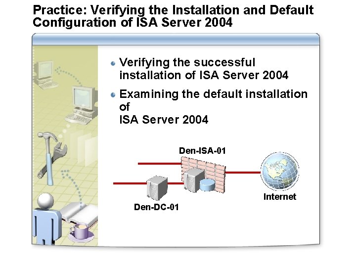 Practice: Verifying the Installation and Default Configuration of ISA Server 2004 Verifying the successful